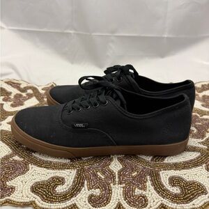 Vans Black Canvas Sneakers with Brown Sole